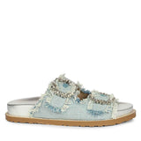 Saint Riviera Crystal Buckle Sky Denim Footbed Sandals