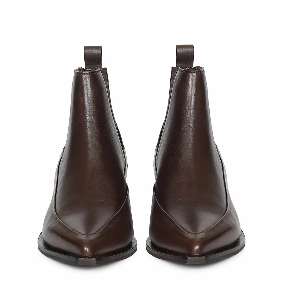 Saint Meline Brown Napa Leather Ankle Boots
