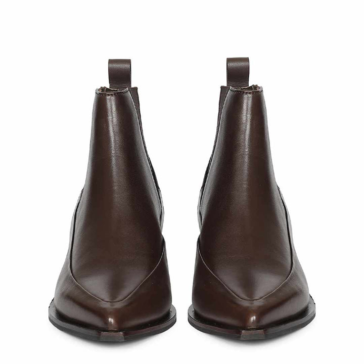 Saint Meline Brown Napa Leather Ankle Boots