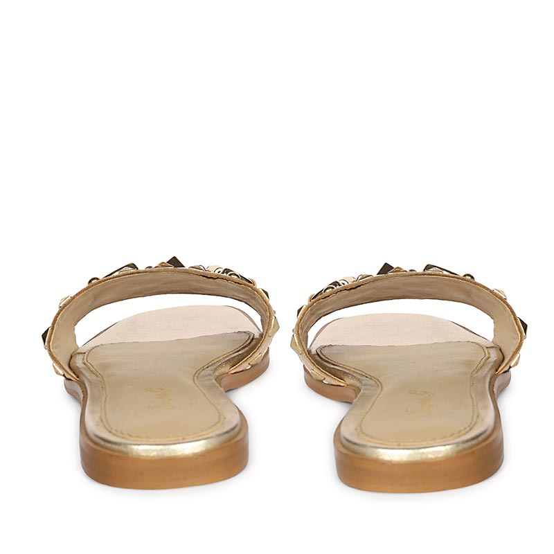 Saint Wrenley Studded Platin Suede Leather Slides