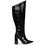 Saint Myla Patent Croco-Embossed Knee High Leather Boots