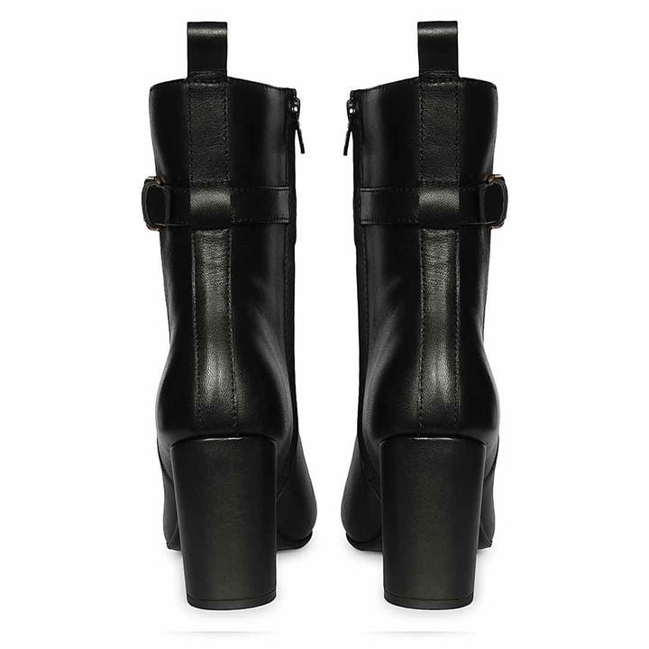 Saint Raya Metal Eyelets Black Leather High Ankle Boots