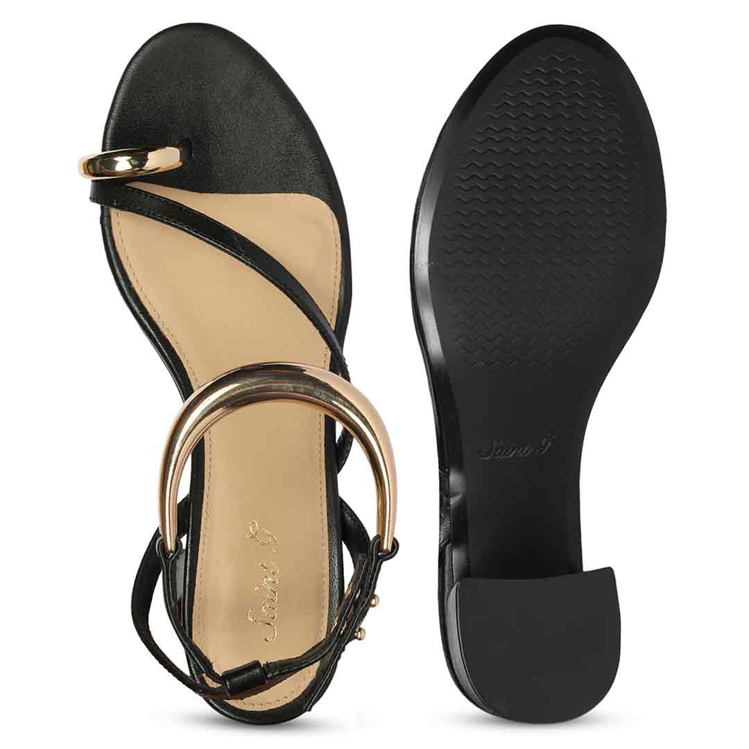 Saint Black Leather Block Heel