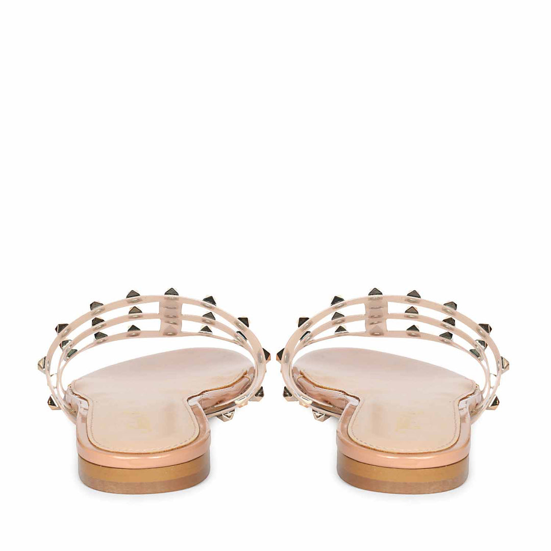 Saint Venera Metal Studded Blush Vegan Leather Flats