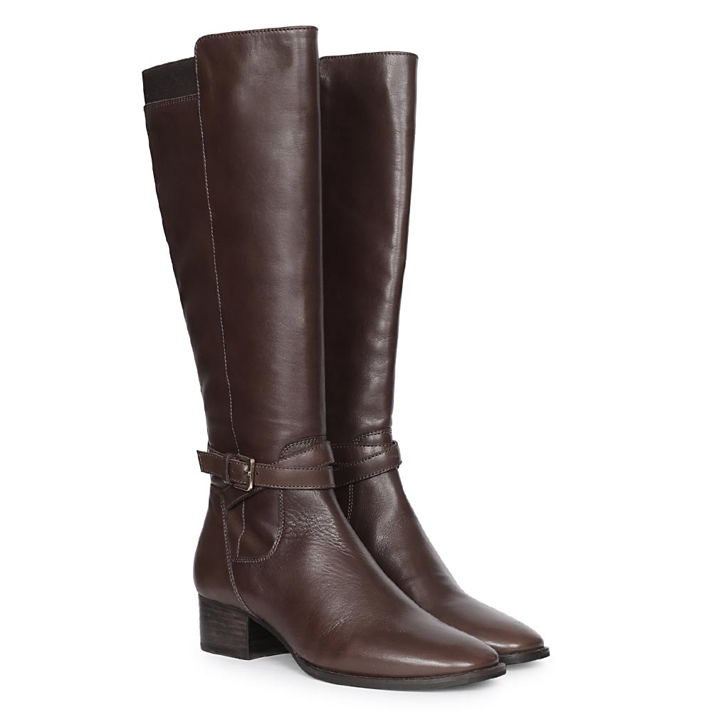 Saint Brown Leather Lace Up Long Boots
