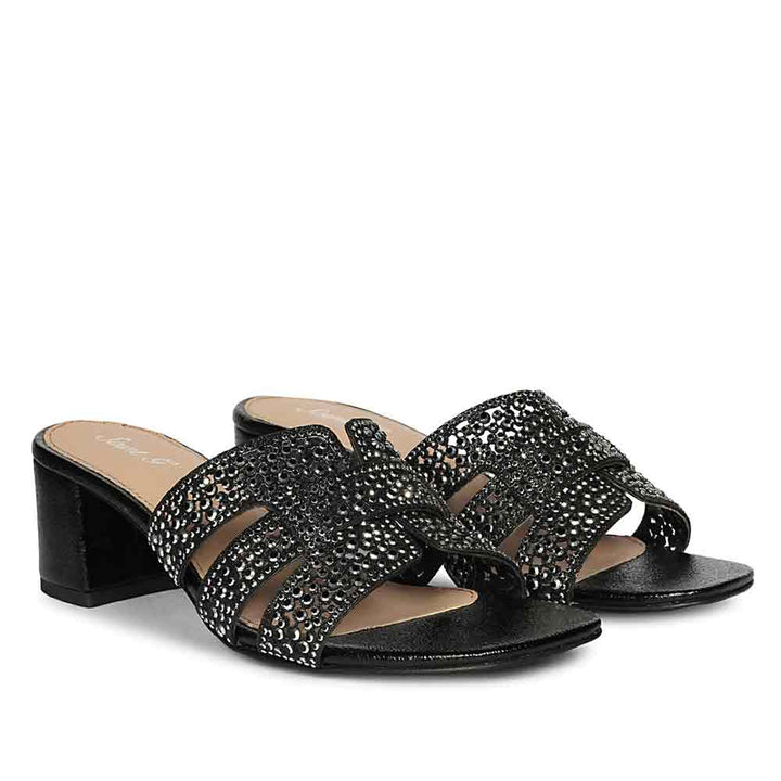 Saint Black Leather Block Heels