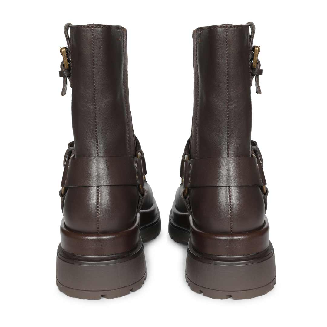 Saint Allison Brown Leather High Ankle Boots
