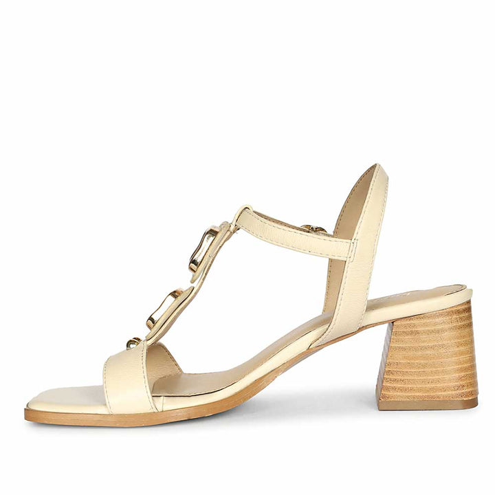 Gold Trim Leather Heels