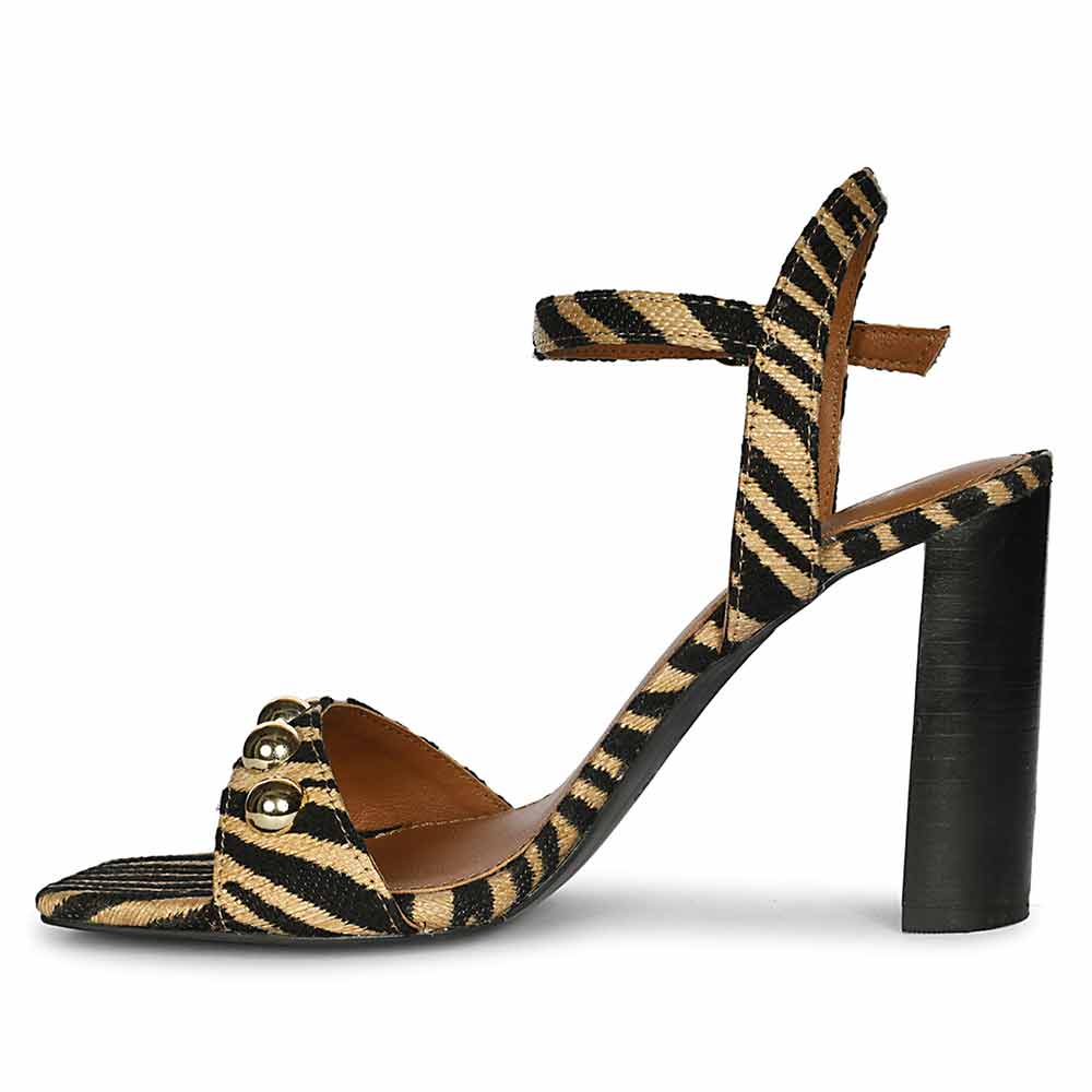 Saint Avery Beige Leopard Raffia High Block Heels