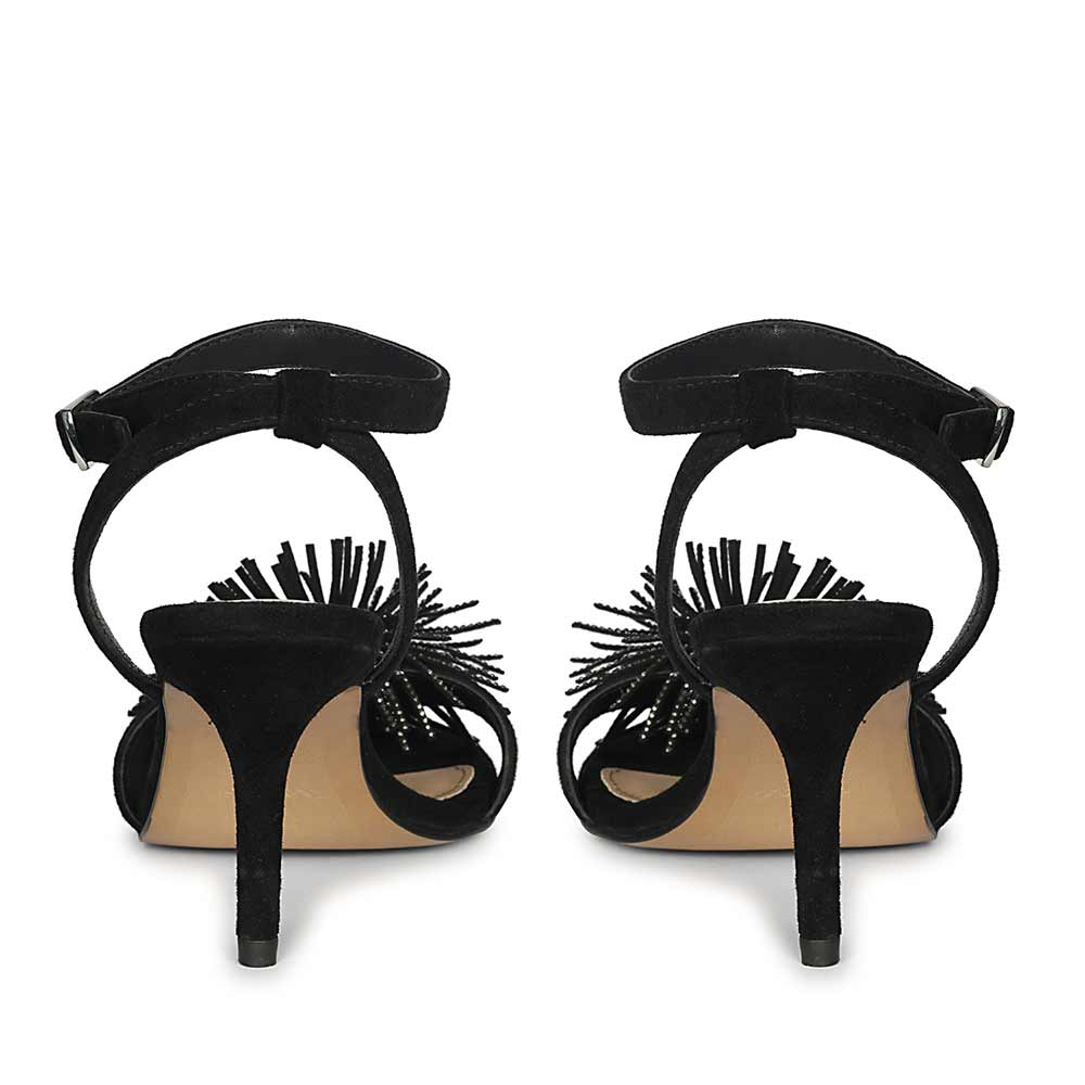 Saint Liora Black Suede Fringe Stilettos