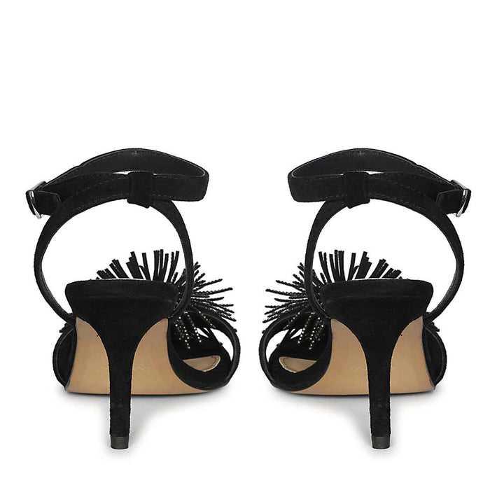 Saint Liora Black Suede Fringe Stilettos