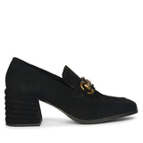 Saint Vera Gold Horsebit Black Leather Moccasins