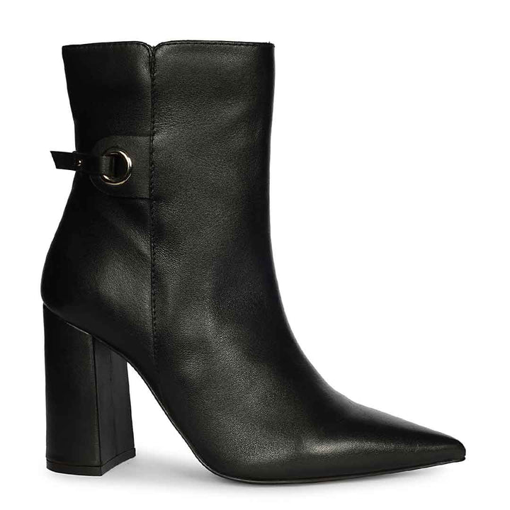 Saint Lana Golden Ring Black Leather High Ankle