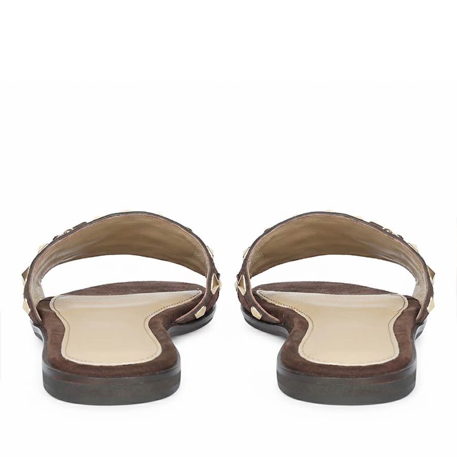 Saint Wrenley Studded Brown Suede Leather Slides