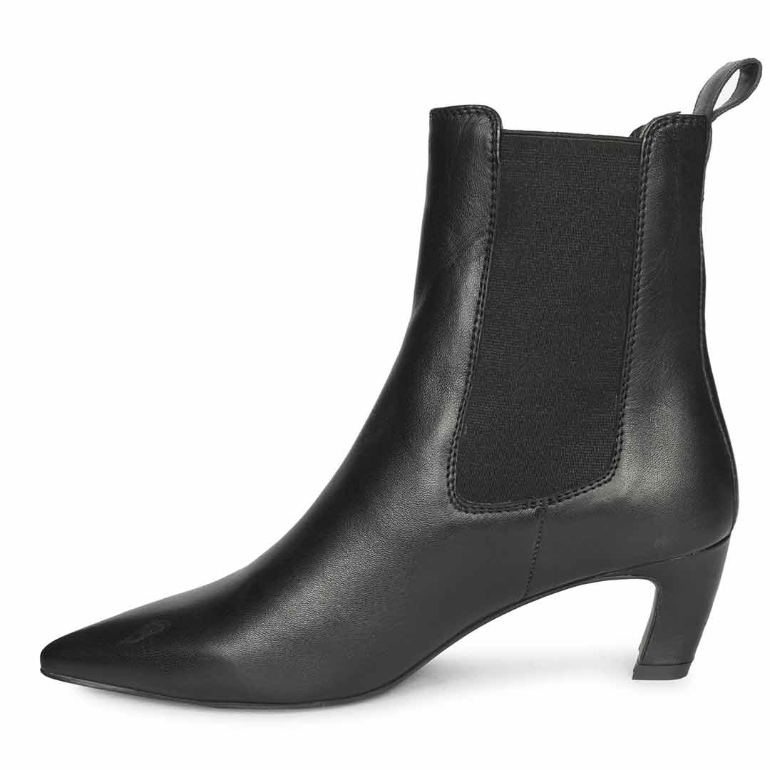 Saint Black Leather Heel Ankle Boots