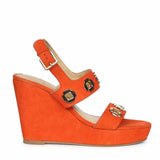 Saint Nerina Eyelet Coral Suede Leather Wedge Heels