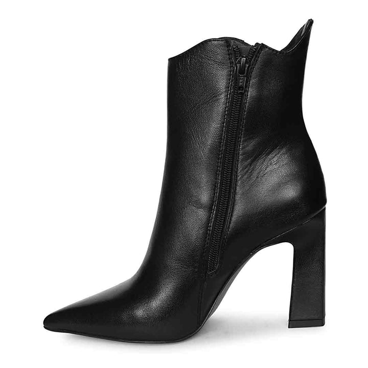Saint Eliza Pointed-Toe Black Leather Ankle Boots