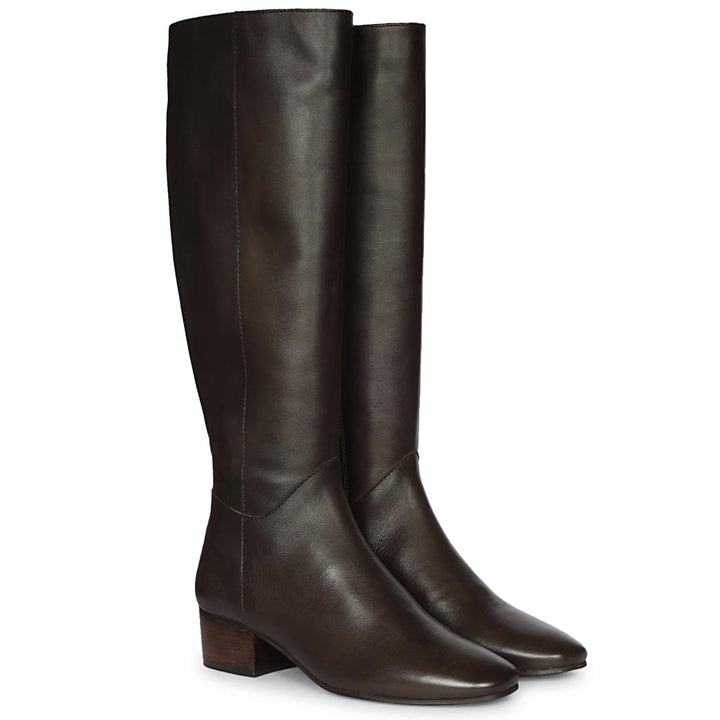 Saint Ivanna Brown Leather Knee High Boots