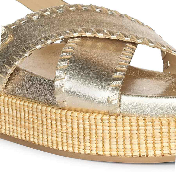 Saint Luma Gold Leather Platform Sandals