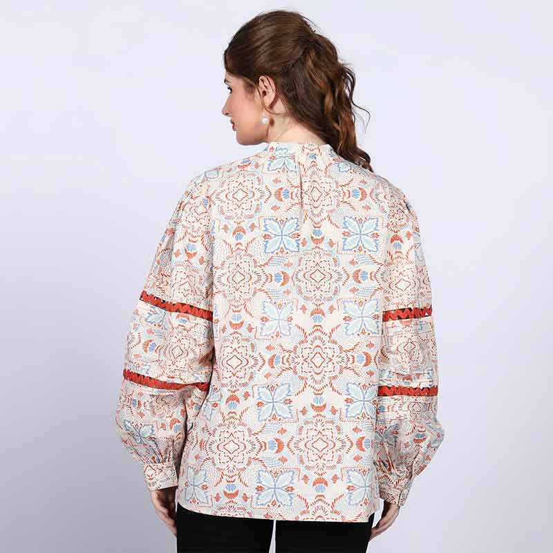 Saint Stella Ivory Multicolour Cotton Poplin Top