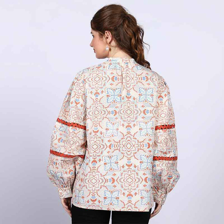 Saint Stella Ivory Multicolour Cotton Poplin Top