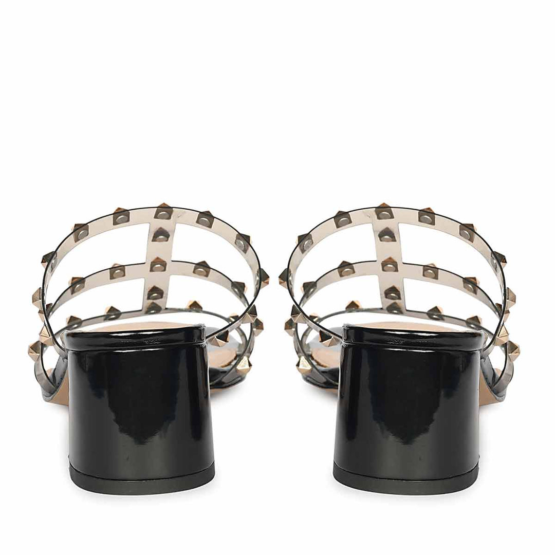 Saint Novara Metal Studded Black Vegan Leather Heels