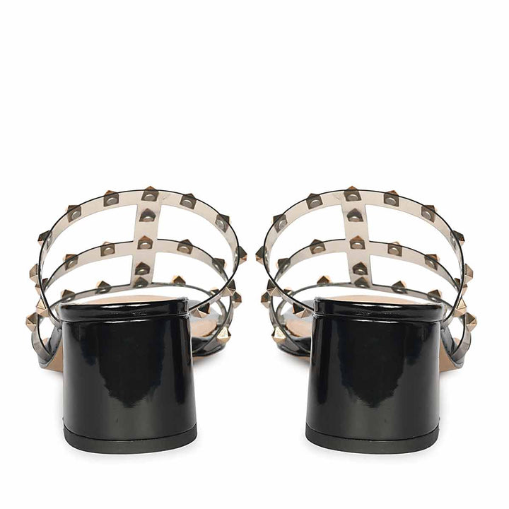 Saint Novara Metal Studded Black Vegan Leather Heels