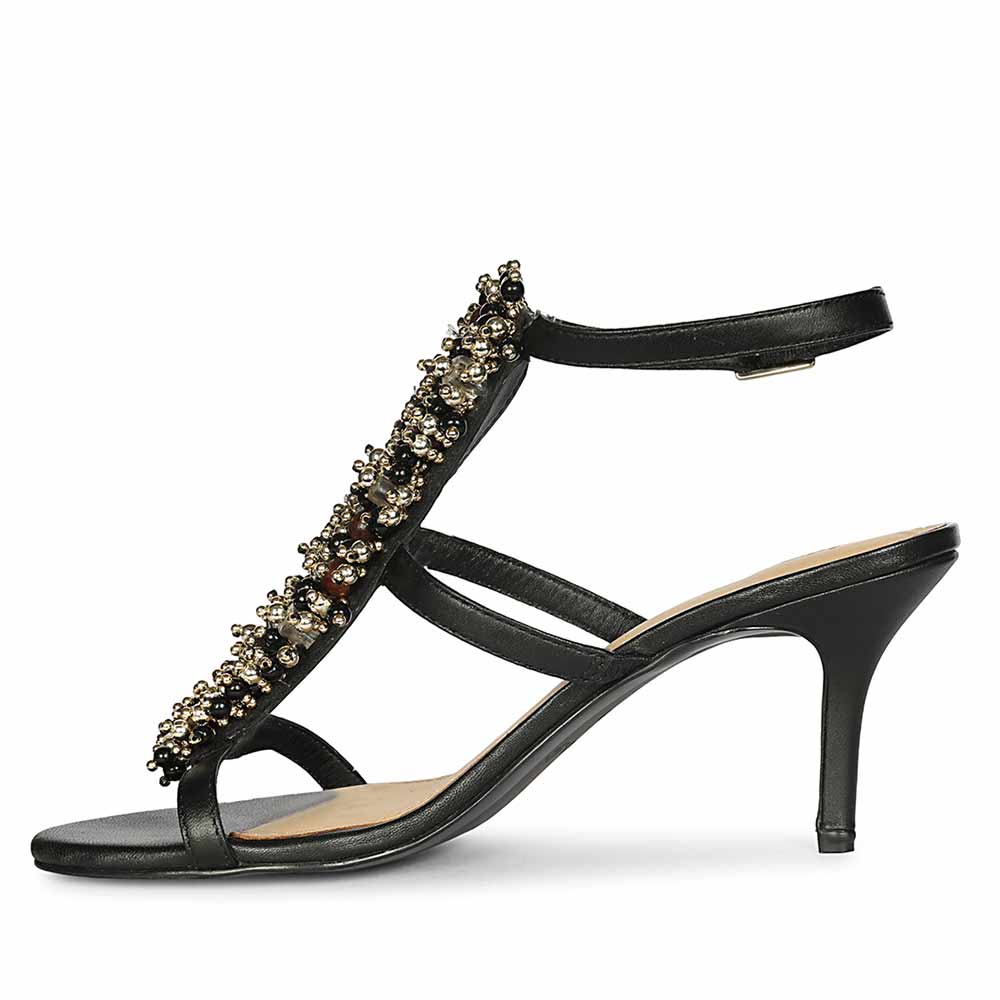 Saint Vesper Embellished Black Leather Stilettos