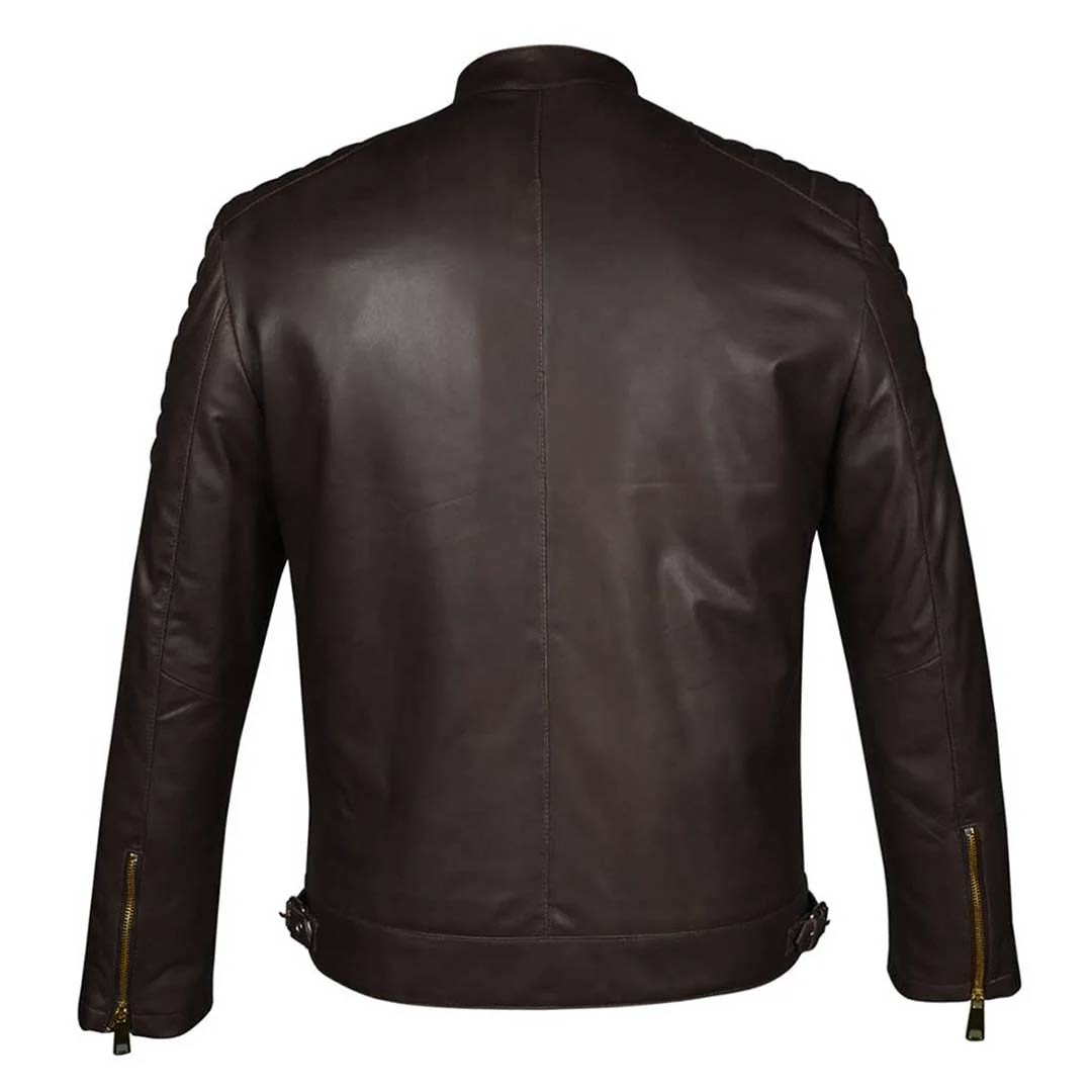 Saint Ellis chocolate Leather Men's Cafe Racer Jackets