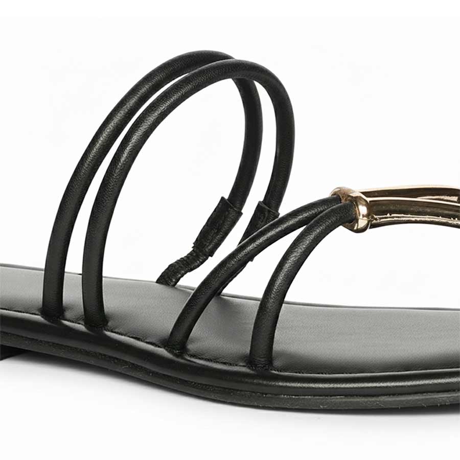 Saint Saura Black Metal Trim Leather Flats