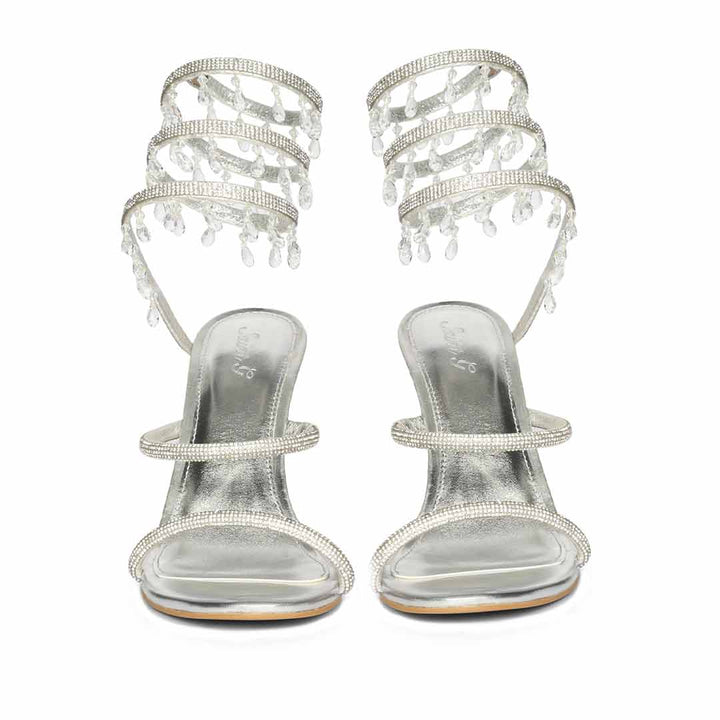 Saint Colette Silver Strappy Heels