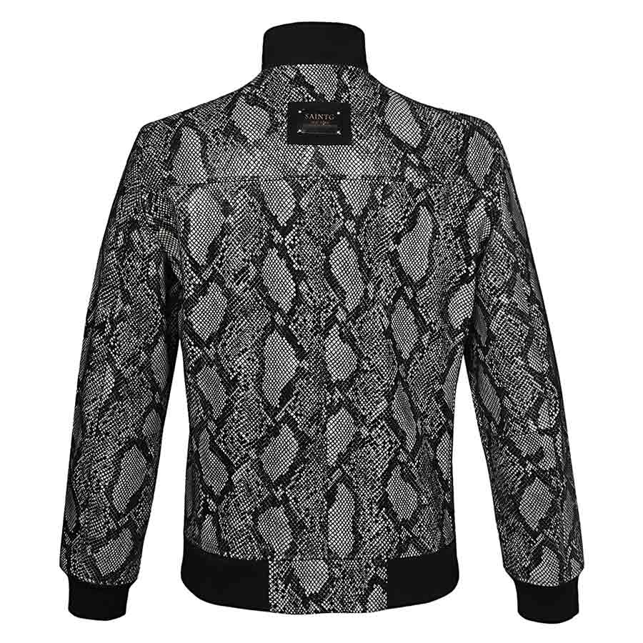 Saint Milly Grey Leather Men's Bomber Style Jackets
