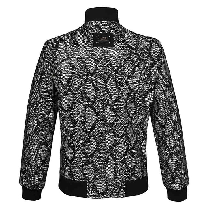 Saint Milly Grey Leather Men's Bomber Style Jackets