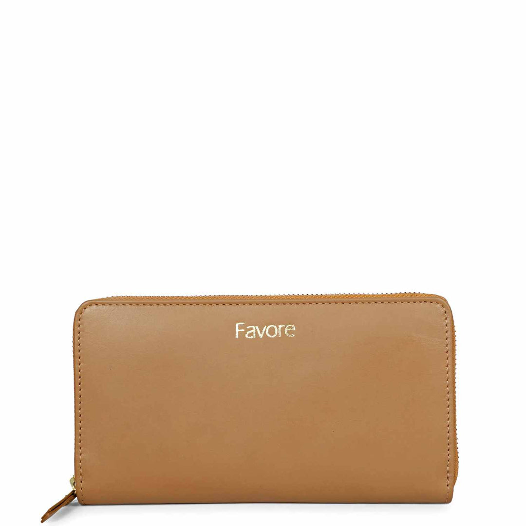Favore Tan Leather Purse Clutches