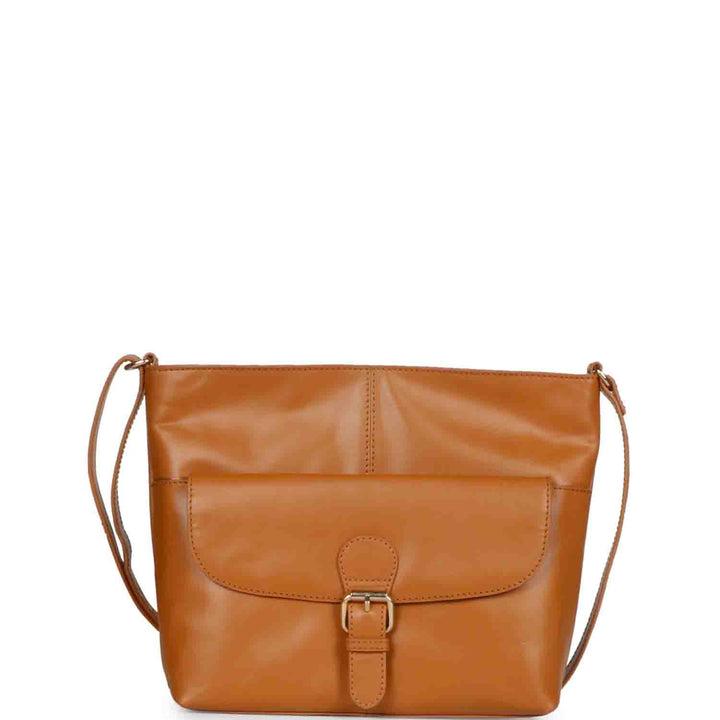 Favore Tan Women Leather Structured Sling Bag