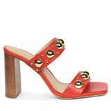 Saint Maelle Embellished Goji Berry Leather Heels