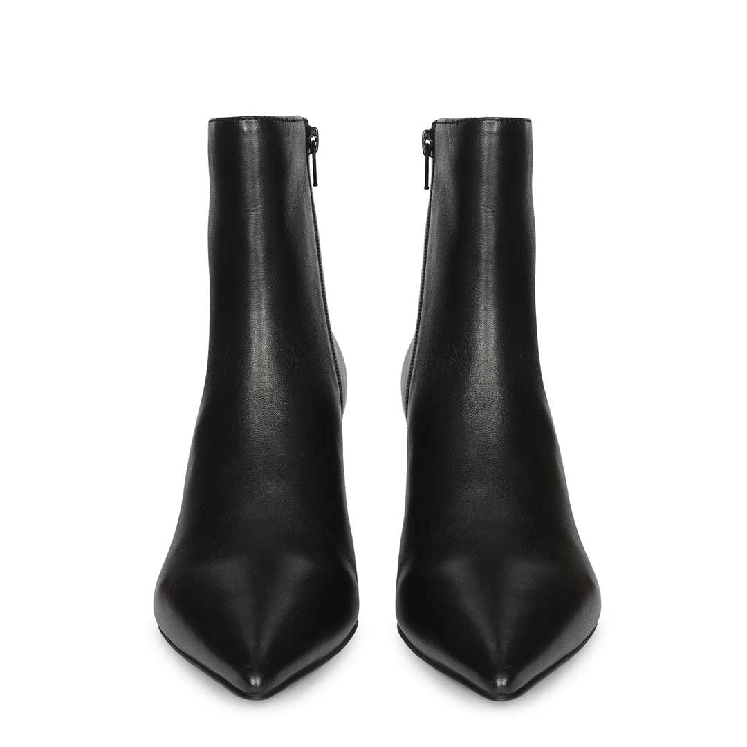 Saint Harriet Black Crinkle Patent Leather Kitten Heel Pointed Boots