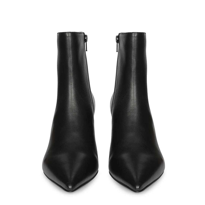 Saint Harriet Black Crinkle Patent Leather Kitten Heel Pointed Boots
