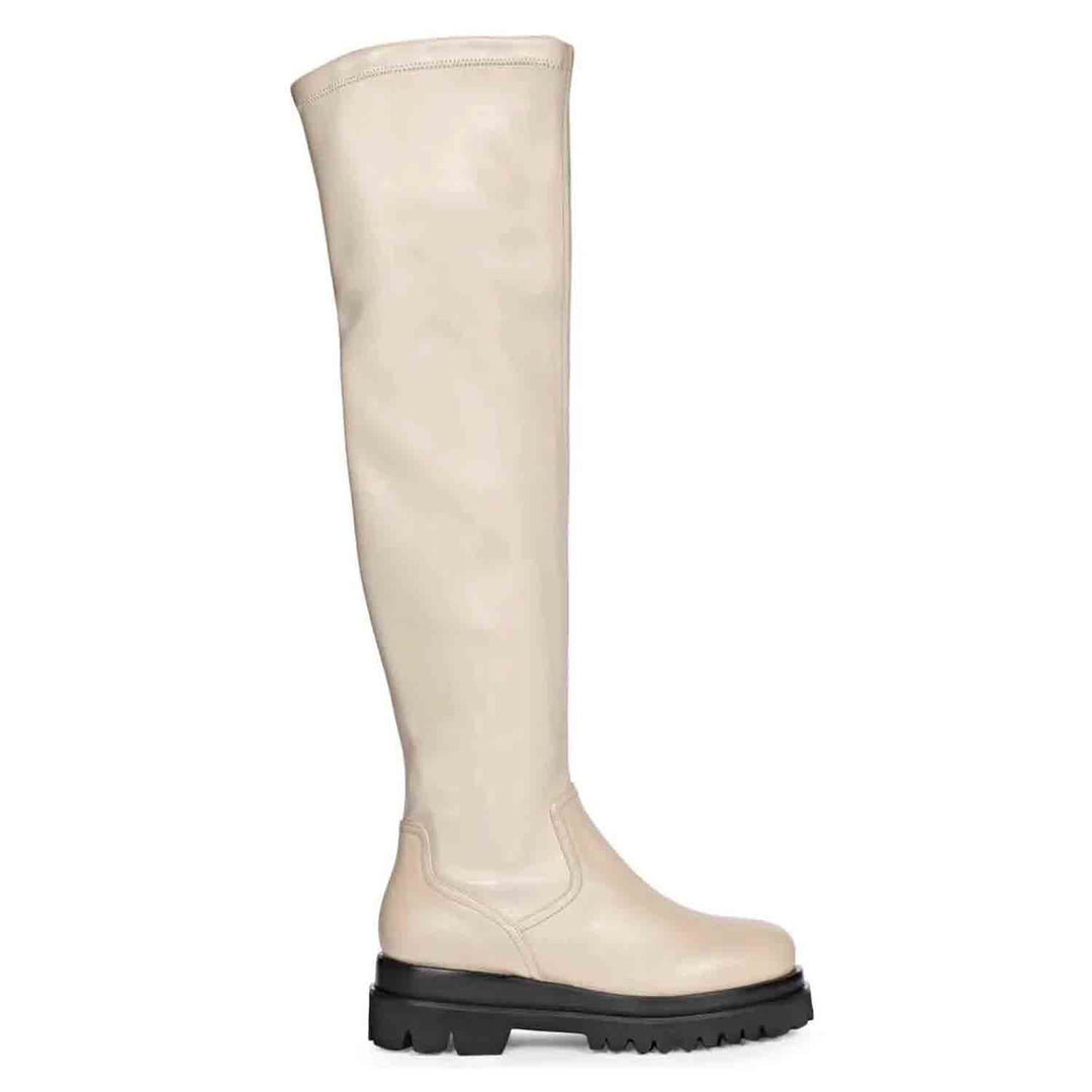 Saint Malia Taupe Stretch Napa Thigh High Boots1