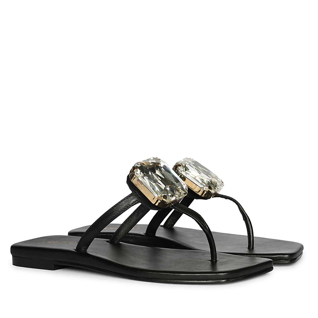 Saint Serena Luxe Black Leather Sandals