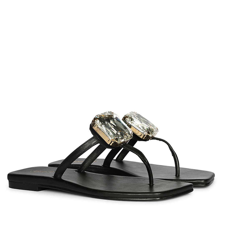 Saint Serena Luxe Black Leather Sandals