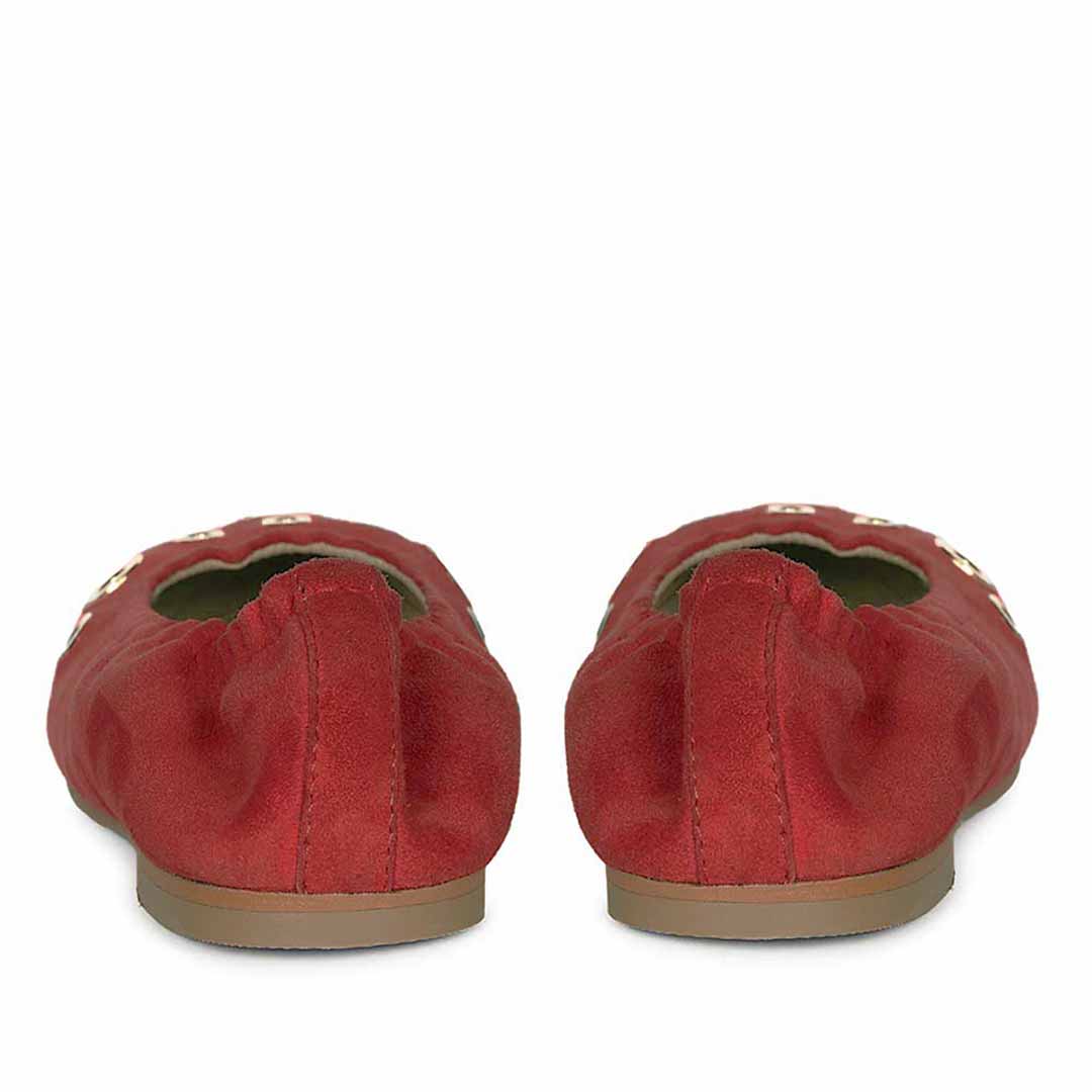 Saint Tesslyn Red Suede Eyelet Embellished Ballerinas