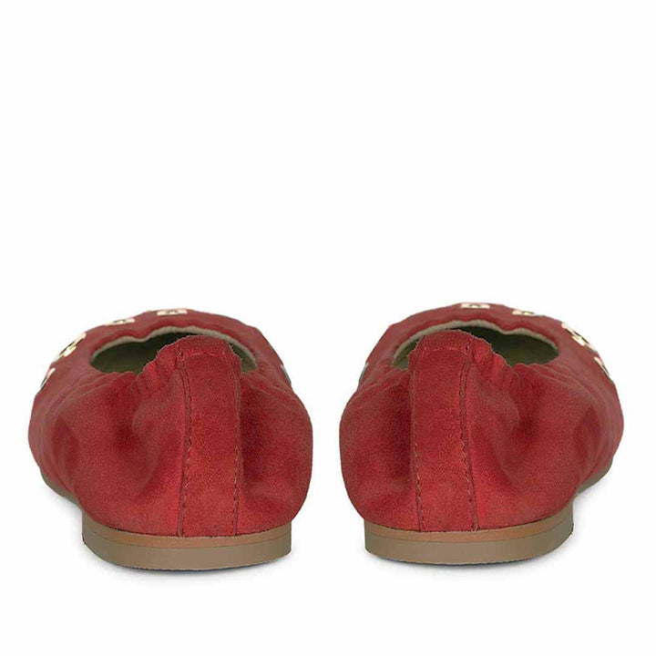 Saint Tesslyn Red Suede Eyelet Embellished Ballerinas