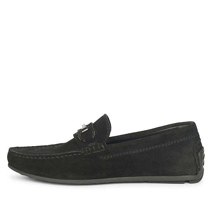 Saint Adrien Black Suede Leather Saddle Loafers