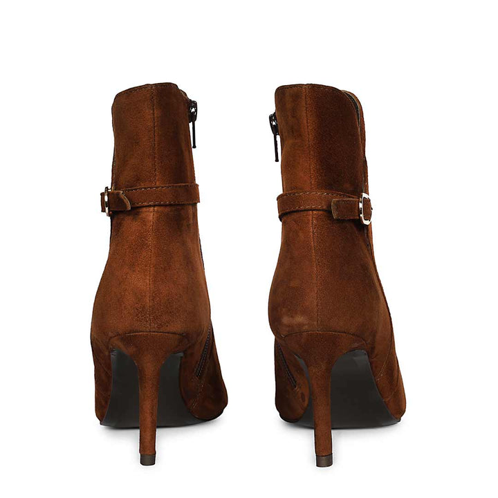 Saint Malia Gold Buckle Chestnut Suede Leather Boots