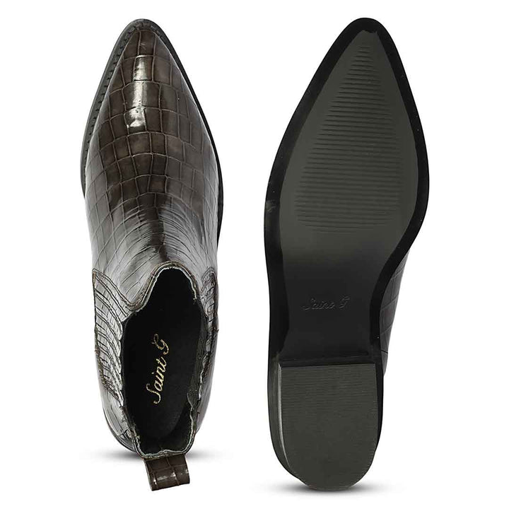 Saint Snake Gray Leather Ankle boots