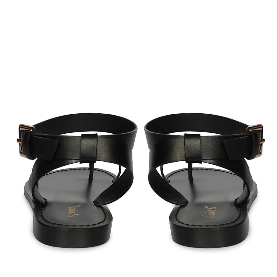 Saint Faye Black Leather Sandals