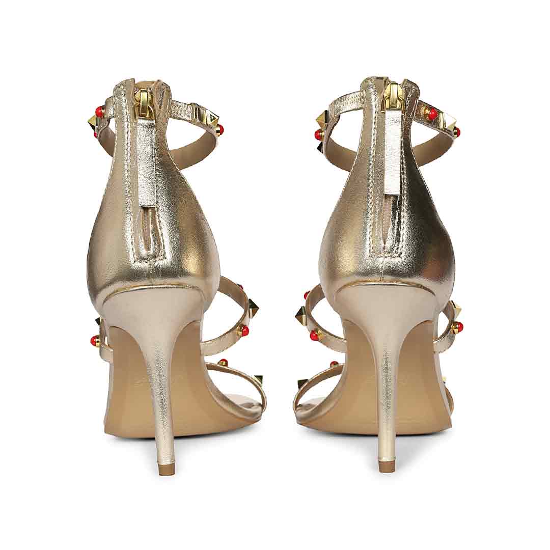 Saint Juniper Studded Metallic Gold Leather Stilettos