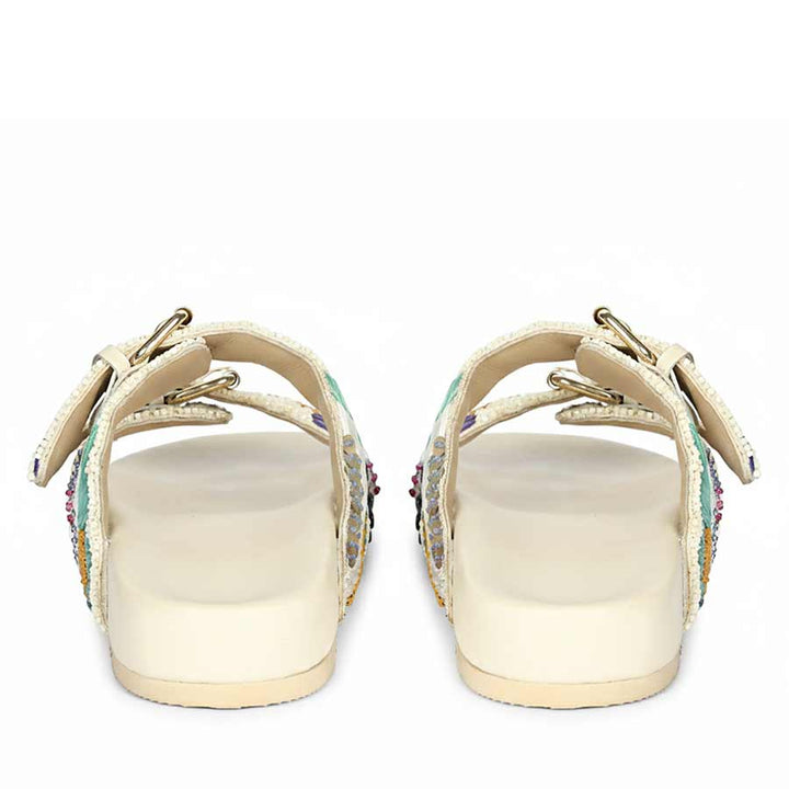 Saint Clio Hand Embroidered Leather Footbed Sandals
