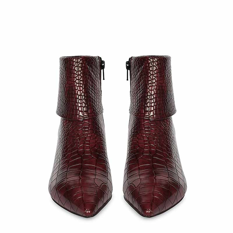 Saint Eden Fold-Over Bordo Croco Ankle Boots